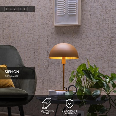 Lucide SIEMON - Tischlampe - Ø 25 cm - 1xE14 - Ockergelb